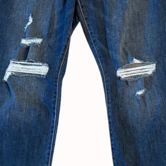 Old Navy Womens Power Straight Distressed Blue Denim Jeans Size 14 Short Ripped - Picture 5 of 15